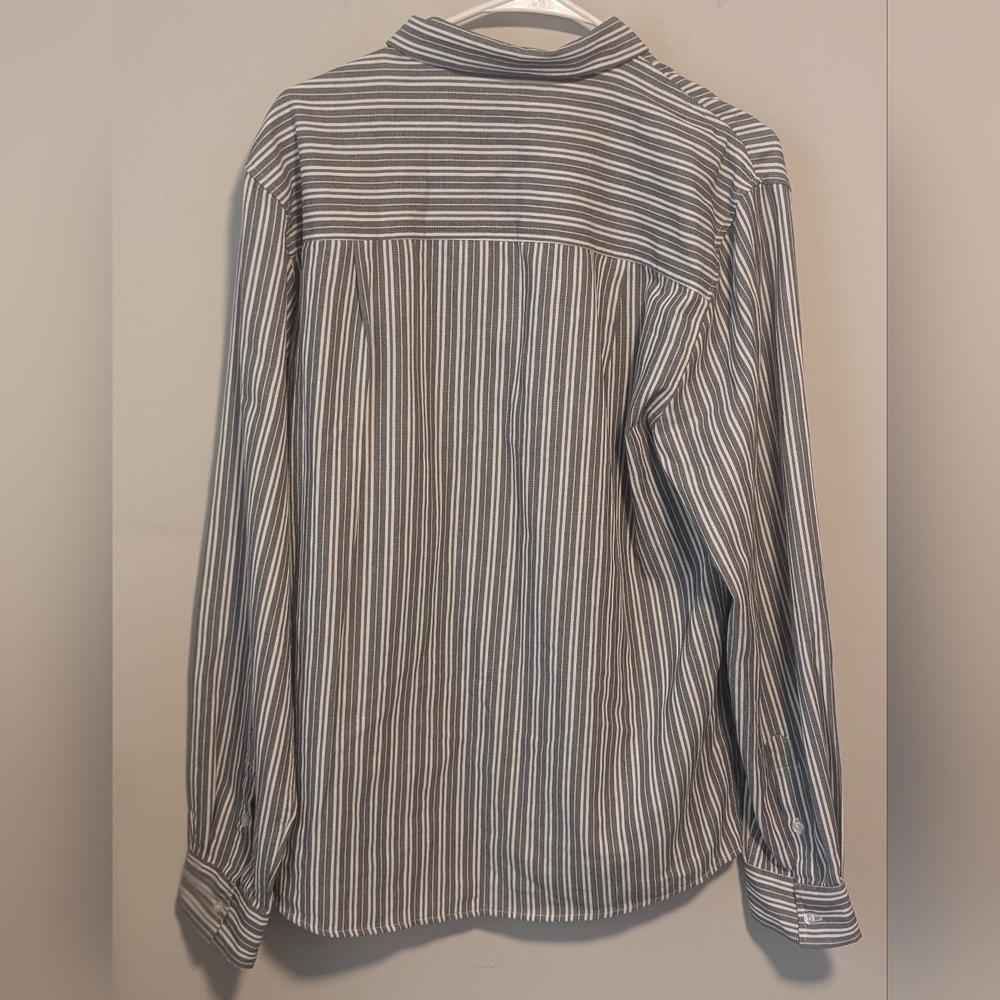 And Now This Men's Striped Oxford Dress Shirt Grey White Size -XL NWT Fast Ship - Picture 16 of 16